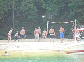 Group of people playing volleyball