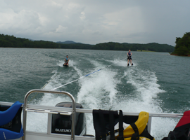 Two men surfing