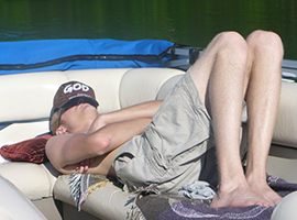 Man sleeping on the boat