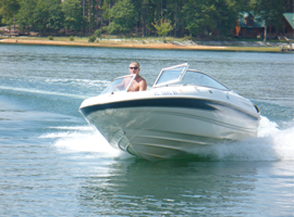 Man driving a boat