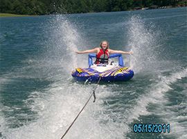 Happy woman in the floater