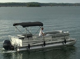 Man driving a boat