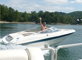 Man riding a boat