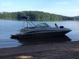 Deck boat on the ocean